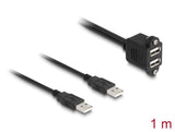 Delock USB 2.0 Kabel 2 x USB Typ-A Stecker zu 2 x USB Typ-A Buchse mit Schrauben zum Einbau 1 m schwarz