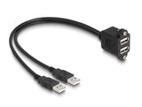 Delock USB 2.0 Kabel 2 x USB Typ-A Stecker zu 2 x USB Typ-A Buchse mit Schrauben zum Einbau 1 m schwarz