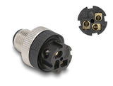 Delock M12 Steckverbinder A-kodiert 3 Pin Stecker zur Montage mit Schraubanschluss