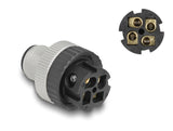 Delock M12 Steckverbinder A-kodiert 4 Pin Stecker zur Montage mit Schraubanschluss