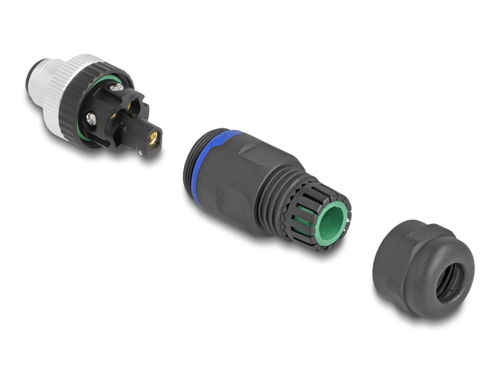 Delock M12 Steckverbinder A-kodiert 5 Pin Stecker zur Montage mit Schraubanschluss