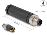 Delock M8 Steckverbinder A-kodiert 3 Pin Stecker zur Montage mit Schraubanschluss