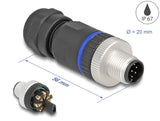 Delock M12 Steckverbinder A-kodiert 8 Pin Stecker zur Montage mit Schraubanschluss