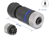 Delock M12 Steckverbinder A-kodiert 4 Pin Buchse zur Montage mit Schraubanschluss