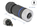 Delock M12 Steckverbinder A-kodiert 5 Pin Buchse zur Montage mit Schraubanschluss