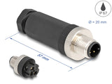 Delock M12 Steckverbinder A-kodiert 3 Pin Stecker zur Montage mit Schraubanschluss