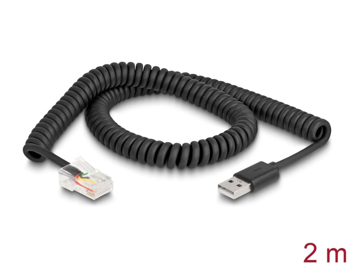 Delock RJ50 zu USB 2.0 Typ-A Spiralkabel 2 m