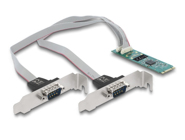 Delock M.2 Karte zu 2 x Seriell RS-232 DB9 mit Standard und Low Profile Slotblenden