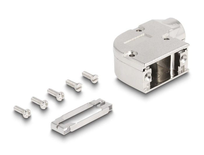 Delock Gehäuse für D-Sub 9 Pin Stecker / Buchse mit Metallhalterung 90° gewinkelt Zinklegierung