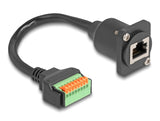 Delock D-Typ Kabel RJ45 Buchse zu Terminalblock mit Drucktaster Cat.5e schwarz 30 cm