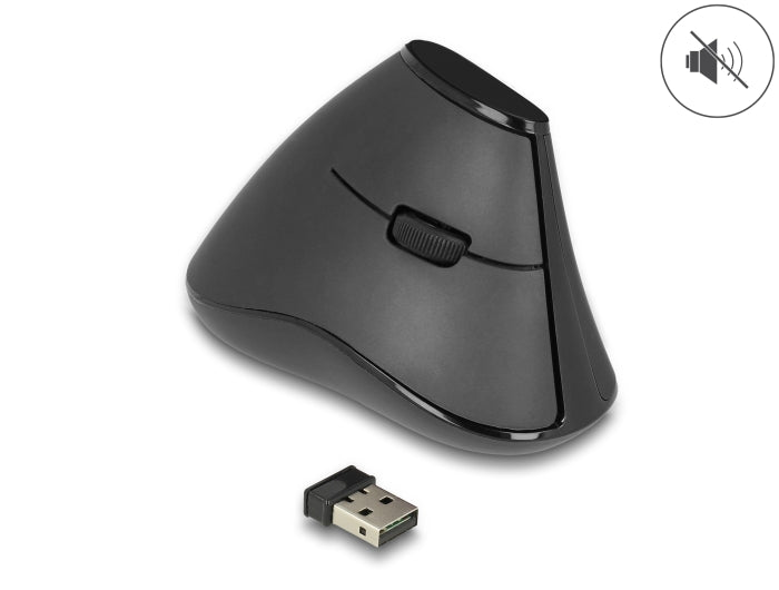 Delock Ergonomische vertikal optische 5-Tasten Maus 2,4 GHz kabellos - Lautlos
