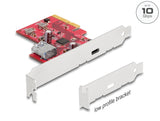 Delock PCI Express x4 Karte zu 1 x extern USB 10 Gbps USB Type-C™ Buchse + 1 x intern USB 10 Gbps Typ-A Buchse - Low Profile Formfaktor