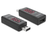 Delock Adapter USB 2.0 A Stecker > A Buchse mit LED Anzeige für Volt und Ampere