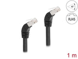 Delock RJ45 Netzwerkkabel Cat.6A S/FTP 45° nach unten gewinkelt 1 m schwarz