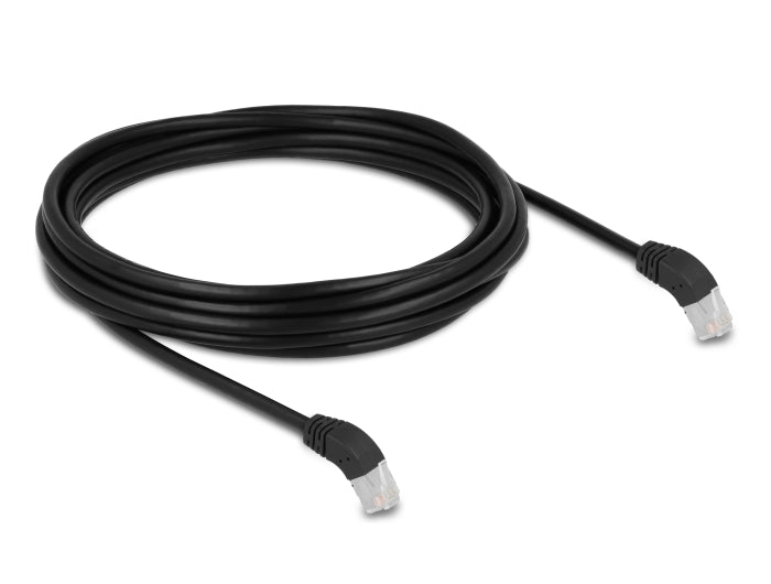 Delock RJ45 Netzwerkkabel Cat.6A S/FTP 45° nach unten gewinkelt 5 m schwarz