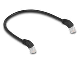 Delock RJ45 Netzwerkkabel Cat.6A S/FTP 45° nach unten gewinkelt 0,5 m schwarz