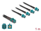 Delock Kabel Mini FAKRA Z Buchse quad zu 4 x FAKRA Z Stecker B-Typ