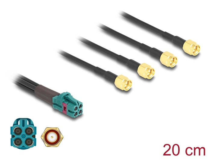 Delock Kabel Mini FAKRA Z Buchse quad zu 4 x SMA Stecker B-Typ Premium