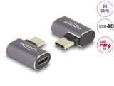 Delock USB Adapter 40 Gbps USB Type-C™ PD 3.0 100 W Stecker zu Buchse gewinkelt links / rechts 8K 60 Hz Metall