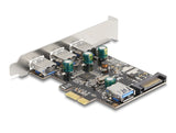 Delock PCI Express x1 Karte zu 3 x extern + 1 x intern USB 5 Gbps Typ-A Buchse