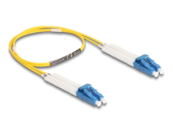 Delock LWL Kabel LC Duplex zu LC Duplex Singlemode OS2 winkelbar 0,5 m