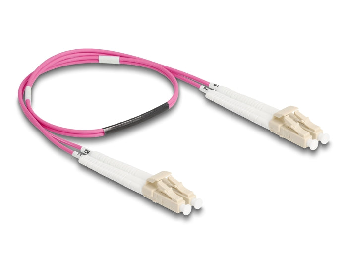 Delock LWL Kabel LC Duplex zu LC Duplex Multimode OM4 winkelbar 0,5 m