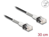 Delock RJ45 Netzwerkkabel mit doppeltem Knickschutz Cat.6A UTP Slim 0,3 m schwarz