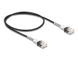 Delock RJ45 Netzwerkkabel mit doppeltem Knickschutz Cat.6A UTP Slim 0,5 m schwarz