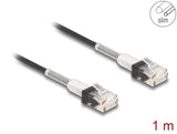Delock RJ45 Netzwerkkabel mit doppeltem Knickschutz Cat.6A UTP Slim 1 m schwarz