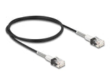 Delock RJ45 Netzwerkkabel mit doppeltem Knickschutz Cat.6A UTP Slim 1 m schwarz