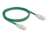 Delock RJ45 Netzwerkkabel Cat.6A Stecker zu Stecker mit gebogener Rastnase U/FTP Slim 1 m grün