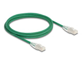 Delock RJ45 Netzwerkkabel Cat.6A Stecker zu Stecker mit gebogener Rastnase U/FTP Slim 2 m grün