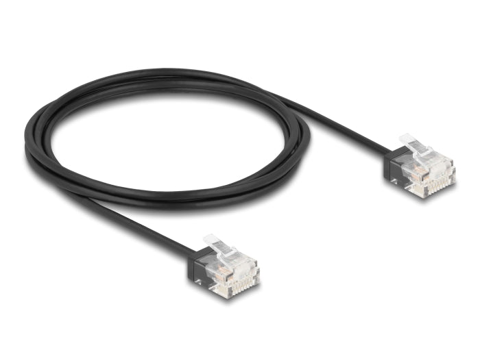 Delock RJ45 Netzwerkkabel Cat.6 UTP Ultra Slim 2 m schwarz mit kurzen Steckern