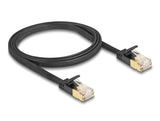 Delock RJ45 Netzwerkkabel Cat.6A Stecker zu Stecker mit robuster Rastnase und Cat.7 Rohflachbandkabel U/FTP 1 m schwarz
