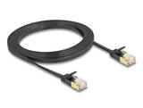 Delock RJ45 Netzwerkkabel Cat.6A Stecker zu Stecker mit robuster Rastnase und Cat.7 Rohflachbandkabel U/FTP 2 m schwarz