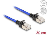 Delock RJ45 Netzwerkkabel mit Geflechtmantel Cat.6A U/FTP Slim 0,3 m blau
