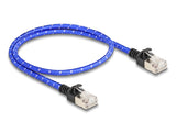 Delock RJ45 Netzwerkkabel mit Geflechtmantel Cat.6A U/FTP Slim 0,5 m blau