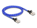Delock RJ45 Netzwerkkabel mit Geflechtmantel Cat.6A U/FTP Slim 1 m blau