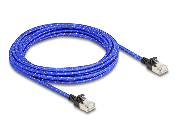 Delock RJ45 Netzwerkkabel mit Geflechtmantel Cat.6A U/FTP Slim 5 m blau