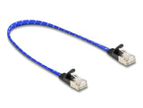 Delock RJ45 Flachband Netzwerkkabel mit Geflechtmantel Cat.6A U/FTP 0,3 m blau