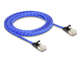 Delock RJ45 Flachband Netzwerkkabel mit Geflechtmantel Cat.6A U/FTP 2 m blau