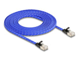 Delock RJ45 Flachband Netzwerkkabel mit Geflechtmantel Cat.6A U/FTP 5 m blau