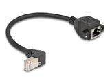 Delock Netzwerk Verlängerungskabel S/FTP Stecker RJ45 Stecker 90° gewinkelt zu RJ45 Einbaubuchse Cat.6A 0,25 m schwarz