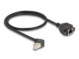 Delock Netzwerk Verlängerungskabel S/FTP RJ45 Stecker 90° gewinkelt zu RJ45 Einbaubuchse Cat.6A 0,5 m schwarz