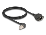 Delock Netzwerk Verlängerungskabel S/FTP Stecker RJ45 Stecker 90° gewinkelt zu RJ45 Einbaubuchse Cat.6A 1 m schwarz