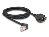 Delock Netzwerk Verlängerungskabel S/FTP Stecker RJ45 Stecker 90° gewinkelt zu RJ45 Einbaubuchse Cat.6A 2 m schwarz