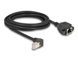 Delock Netzwerk Verlängerungskabel S/FTP Stecker RJ45 Stecker 90° gewinkelt zu RJ45 Einbaubuchse Cat.6A 3 m schwarz