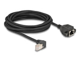 Delock Netzwerk Verlängerungskabel S/FTP Stecker RJ45 Stecker 90° gewinkelt zu RJ45 Einbaubuchse Cat.6A 5 m schwarz