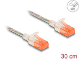 Delock RJ45 Netzwerkkabel Cat.6A U/UTP Slim 0,3 m transparent