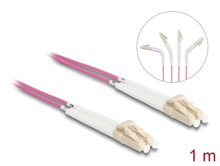 Delock LWL Kabel LC Duplex zu LC Duplex Multimode OM4 winkelbar 1 m